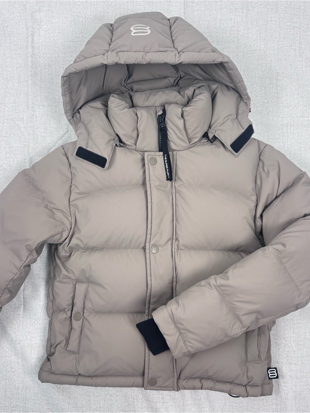 Women’s Taupe Puffer Jacket with Hood